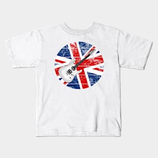 Electric Guitar UK Flag Britain Guitarist British Musician Kids T-Shirt